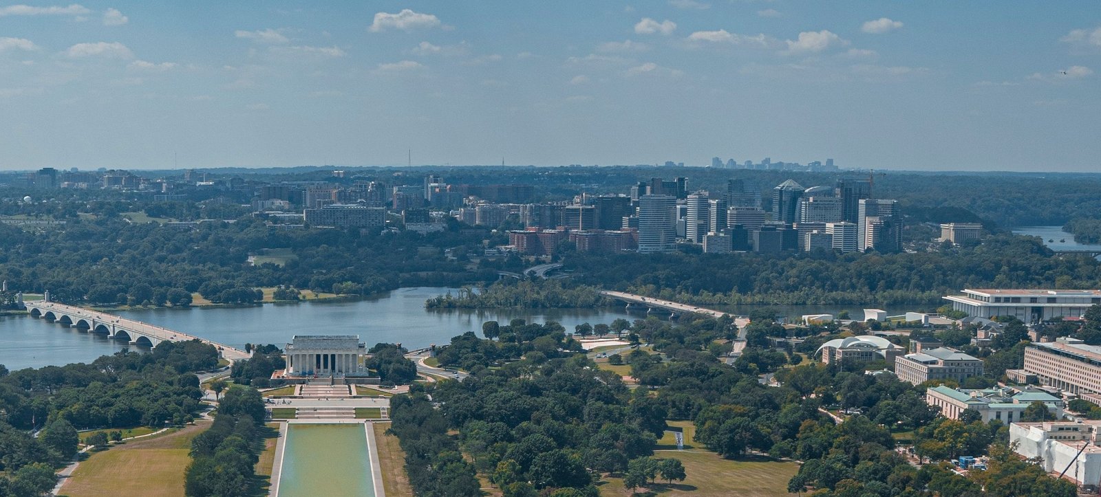 Aerial view of the National Mall near Arlington, VA