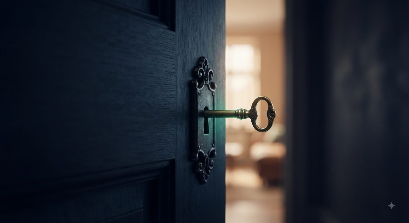 Door opening to reveal a key