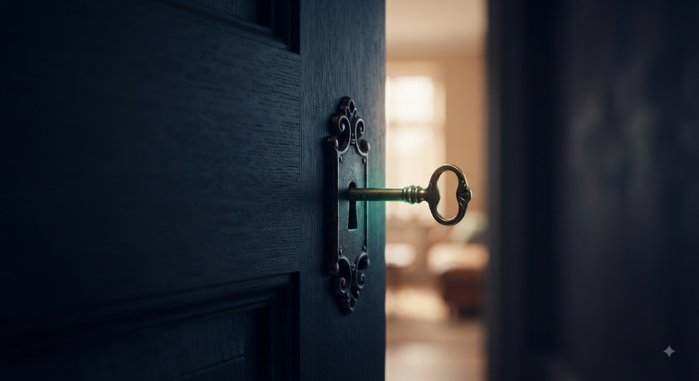 Door opening to reveal a key